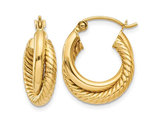 14K Yello Gold Twisted Double Hoop Earrings